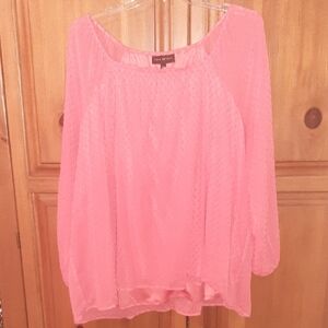 Lane Bryant Coral Pink Sheer Peasant Blouse